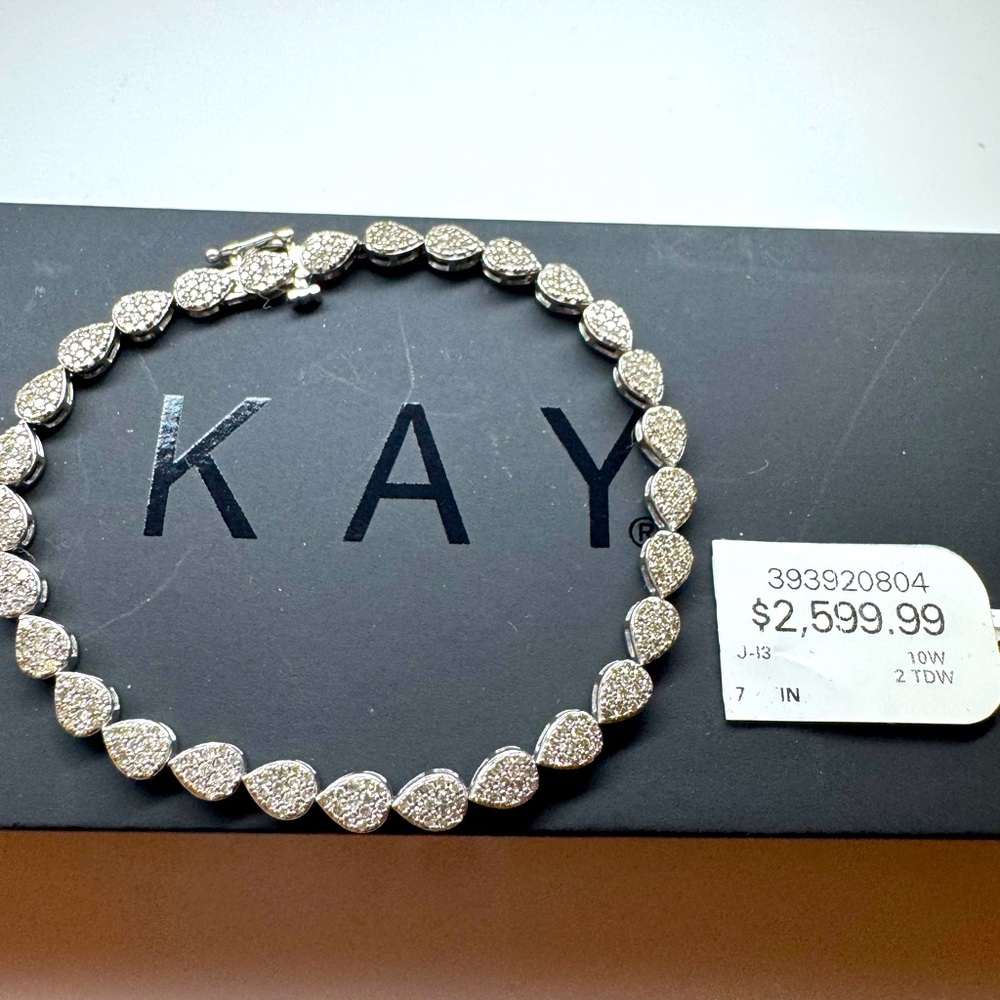 Kay Diamond Pear Link Bracelet 2 ct tw 10K White Gold 7"